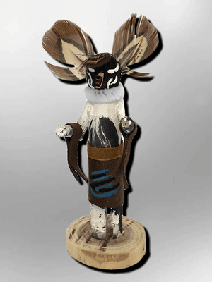 Handmade Painted Aspen Wood 3'' Inch Crow Kachina Doll