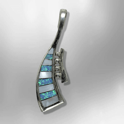Sterling Silver Handmade Inlay Stones Instrument Horn Shape Pendant