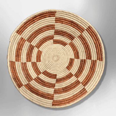 Palm Leaves Handwoven Pakistan Southwestern Medium Round Three Colored Basket