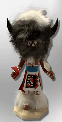 Handmade Painted Aspen Wood Six 6'' Inch Buffalo Kachina Doll
