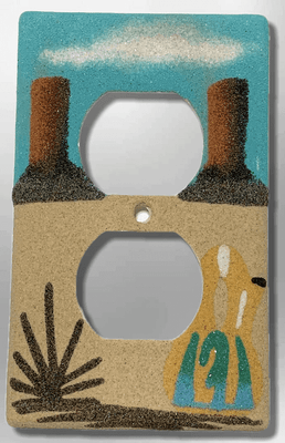 Native Handmade Navajo Sand Painting Canyon Wedding Vase Standard Duplex Outlet Plate Cover