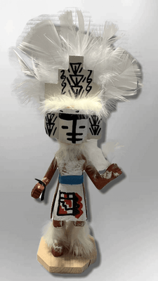 Handmade Painted Aspen Wood Six 6'' Inch White Cloud Kachina Doll