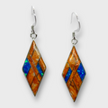 Handmade Inlay Sterling Silver Different Stone with Opal Diamond Rhombus Shape Hook Earrings