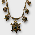 Bronze Inlay Multi-Stone Round Squash Blossom Style Turtle Necklace Set