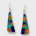 Sterling Silver Inlay Different Stones With Opal Slap Hook Earrings