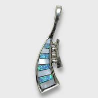 Sterling Silver Handmade Inlay Stones Instrument Horn Shape Pendant