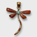 Bronze Handmade Inlay Different Stones Larger Dragonfly Pendant