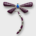 Sterling Silver Handmade Inlay Different Stones Dragonfly Shape Pin and Pendant