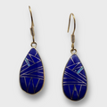 Bronze Inlay Multi-Stone Handmade Teardrop Shape Hook Earrings