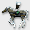 Sterling Silver Handmade Inlay Different Stones Medium Horse Shape Pendant