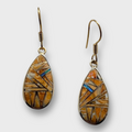 Bronze Inlay Multi-Stone Handmade Teardrop Shape Hook Earrings