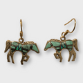 Bronze Inlay Handmade Different Stones Horse Shape Hook Earrings