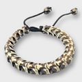 Genuine Rattle Snake Bone Skeleton White and Black with Cotton Rope Bracelet