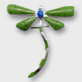 Sterling Silver Handmade Inlay Different Stones Dragonfly Shape Pin and Pendant