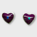 Sterling Silver Handmade Inlay Stones Heart Shape Small Stud Earrings