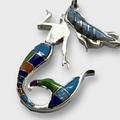 Inlay Multiple Stones Sterling Silver Mermaid Shape Pendant