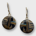 Bronze Handmade Inlay Different Stones Round Circle Hook Earrings