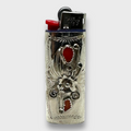 Sterling Silver Navajo Handmade with Coral Stones Small Lighter Mini Case