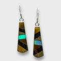 Sterling Silver Handmade Inlay Stones Spear Head Shape Hook Earrings