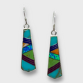 Sterling Silver Handmade Inlay Stones Spear Head Shape Hook Earrings