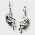 Bronze Handmade Inlay Stones Kokopelli Shape Hook Earrings