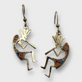 Bronze Handmade Inlay Stones Kokopelli Shape Hook Earrings