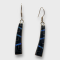 Bronze Inlay Stones Handmade Curved Sticks Hook Earrings