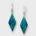 Handmade Inlay Sterling Silver Different Stone with Opal Diamond Rhombus Shape Hook Earrings