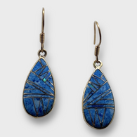 Bronze Inlay Multi-Stone Handmade Teardrop Shape Hook Earrings