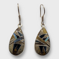 Bronze Inlay Multi-Stone Handmade Teardrop Shape Hook Earrings