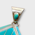 Sterling Silver Inlay Turquoise Stone Kite Arrowhead Shape Pendant