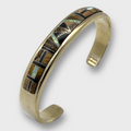 Bronze Half Inlay Different Stones with Opal Cuff Bracelet