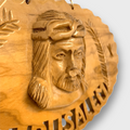 Hand Carved Olive Wood Jerusalem Christ Round Oval Wall Plaque