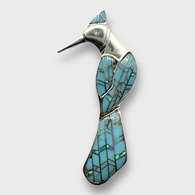 Sterling Silver Handmade Inlay Different Stones Peacock Shape Pendant