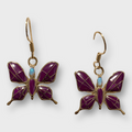 Bronze Inlay Different Stones Handmade Butterfly Shape Hook Earrings