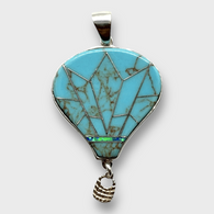 Sterling Silver Handmade Inlay Stones Hot Air Balloon Shape Pendant