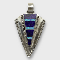 Sterling Silver Handmade Inlay Sugilite with Opal Arrowhead Design Pendant