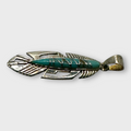 Sterling Silver Handmade Inlay Turquoise Feather Shape Pendant