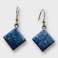 Bronze Handmade Inlay Stones Square Shape Hook Earrings