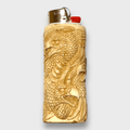 Bone Carved Handmade Eagle Head with Feathers Large Bic No Paint Detailed Lighter Case Cover