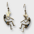 Bronze Handmade Inlay Stones Kokopelli Shape Hook Earrings