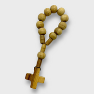 Hand Carved Genuine Olive Wood Small Cross Finger Rosary