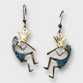 Bronze Handmade Inlay Stones Kokopelli Shape Hook Earrings