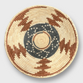 Handwoven Pakistan Palm Leaves Southwestern Medium Round Three Colored Basket