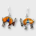 Sterling Silver Handmade Inlay Different Stones Jumping Rabbit Shape Hook Earrings