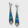 Sterling Silver Handmade Inlay Stones Arrowhead Hollow Triangle Post Earrings