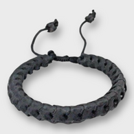 Genuine Rattle Snake Bone Skeleton Black with Cotton Rope Bracelet