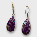 Bronze Inlay Multi-Stone Handmade Teardrop Shape Hook Earrings