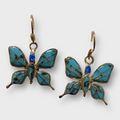 Bronze Inlay Different Stones Handmade Butterfly Shape Hook Earrings