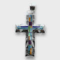 Sterling Silver Inlay different Stones Breathable Cross Pendant